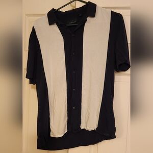 Chandler Bing, 90s  Mens Medium, Panel Color Block, Collared, Button, Toscano